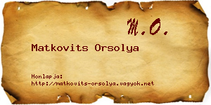 Matkovits Orsolya névjegykártya
